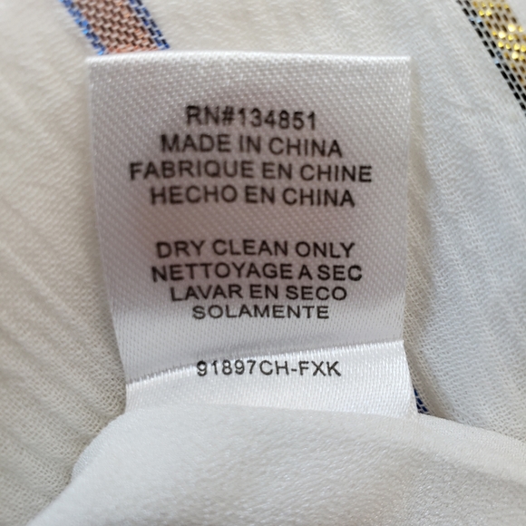 CHARLES HENRY Metallic Stripe Ivory Popover Dress Sz M NWT - Picture 14 of 15